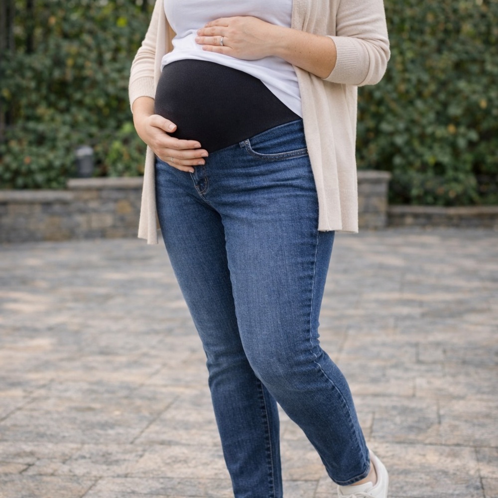 a:glow‎ Maternity Jeans Medium Stretch Denim Over Belly Panel Pregnancy